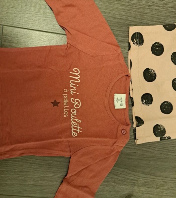 Lot 2 tee shirt ML fille 3 mois kiabi - photo numéro 2