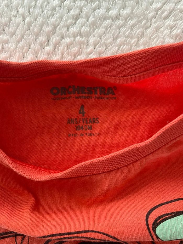 T-shirt orange corail garçon Orchestra 4 ans - photo numéro 3