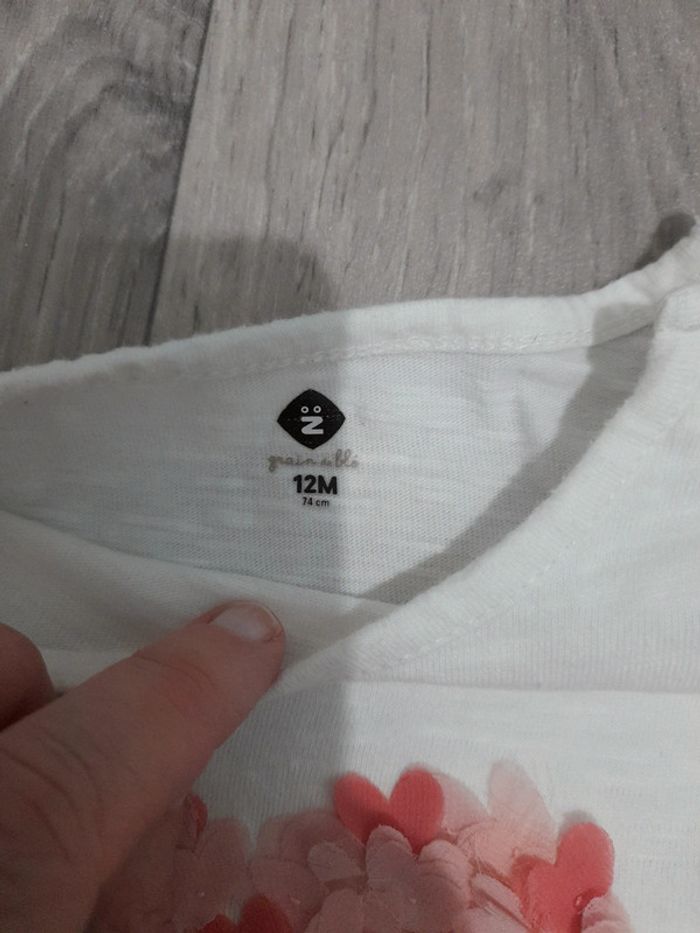 Tee shirt manches longues coeur 12 mois - photo numéro 3