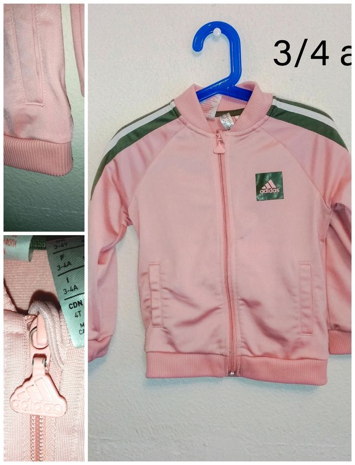 3/4 ans Adidas veste zippé rose et gris toutes saisons /Excellent état