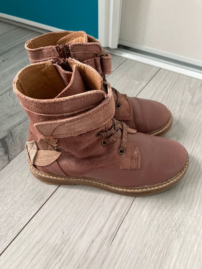 Bottines en cuir vieux rose