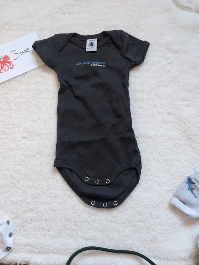 Lot de 3 body petit bateau 3 mois - photo numéro 3