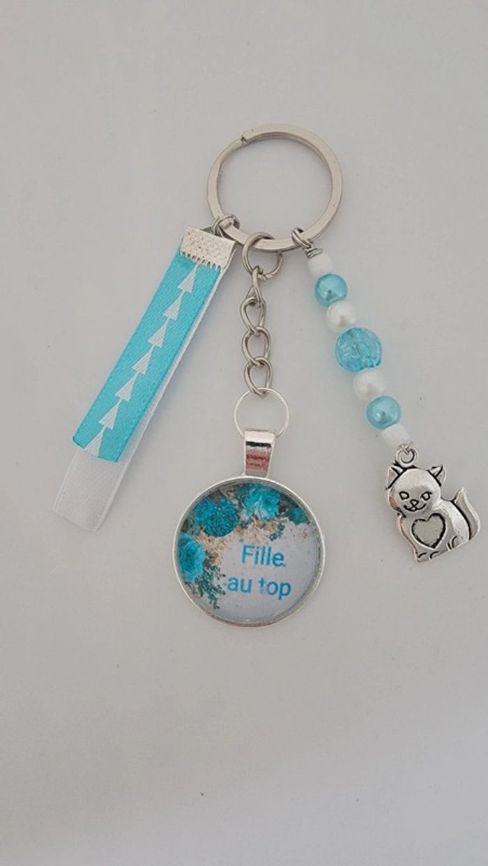 Cadeau ma fille, porte clé message bijoux de sac " fille au top"