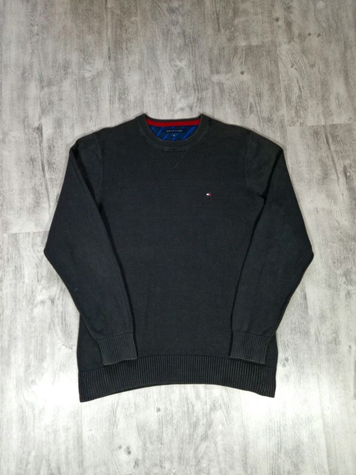 Pull Crewneck Tommy Hilfiger Noir Logo Brodé Taille M Homme - photo numéro 2