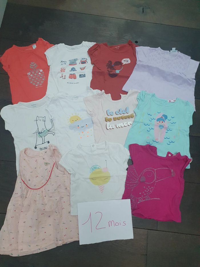 Lot de t shirts fille 12 mois