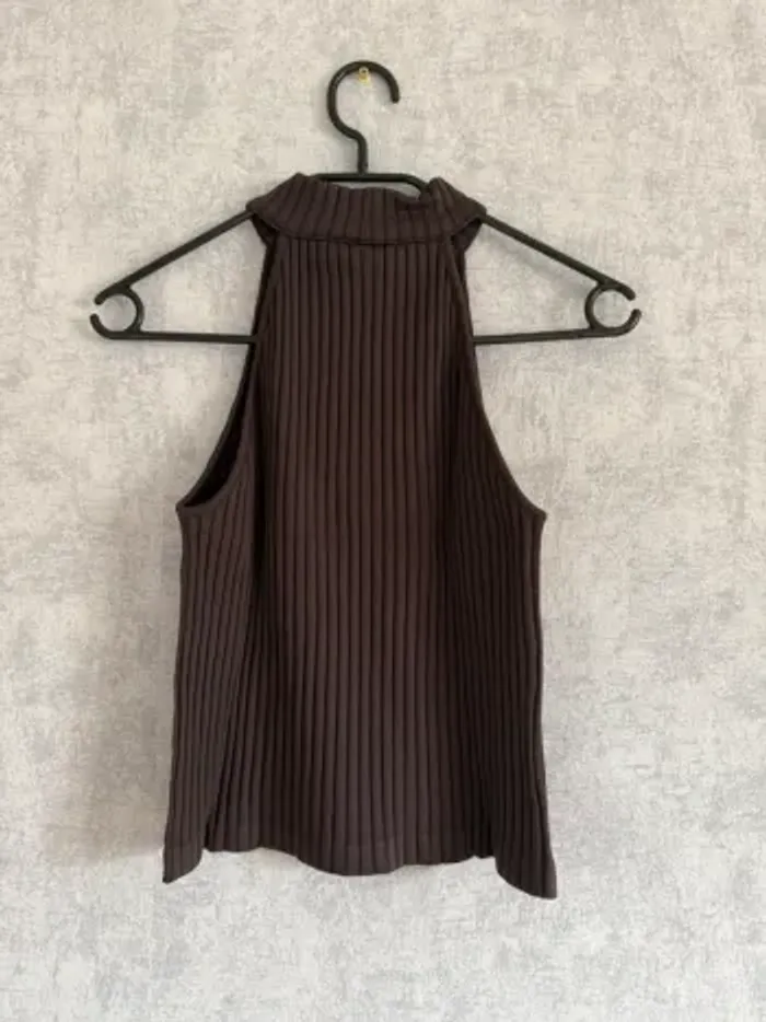 top à bretelles marron matelassé Zara taille M - photo numéro 4