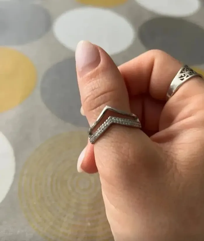 Bague argent 925, 2 en 1, couleur argentée, taille 58 - photo numéro 2