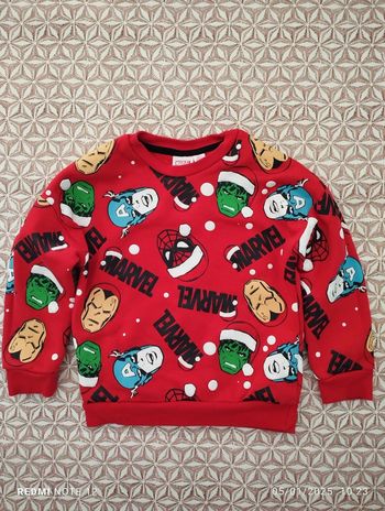 Sweat garçon intérieur polaire marvel noel 4-5ans