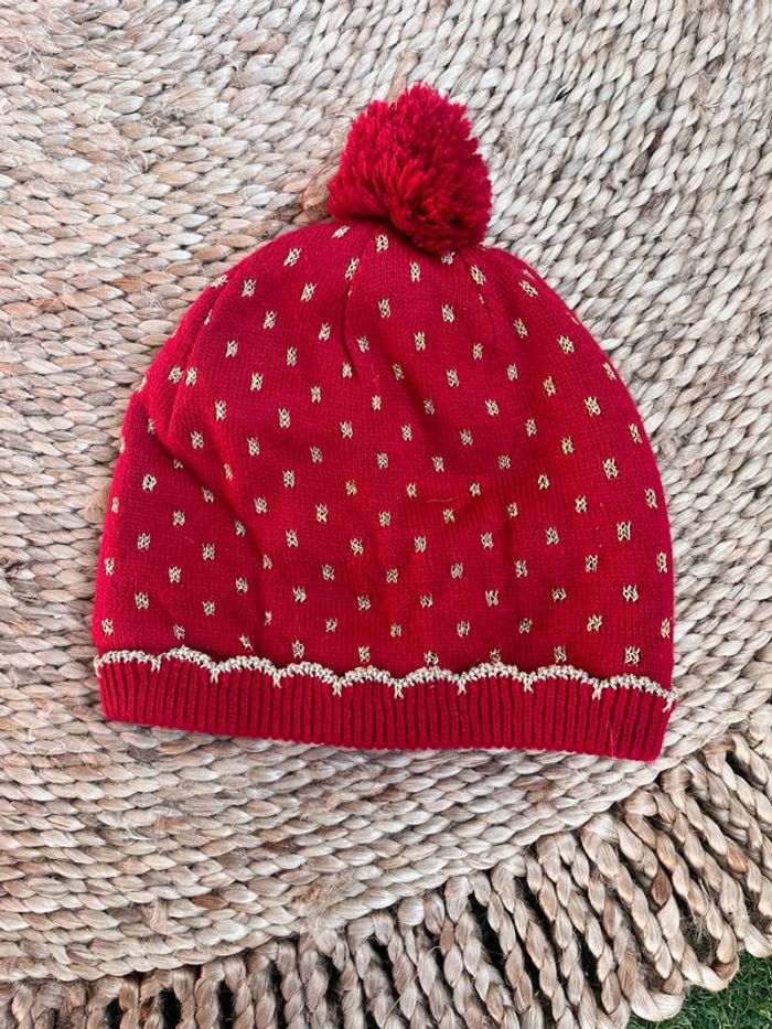 Bonnet rouge et doré à pompon sergent major