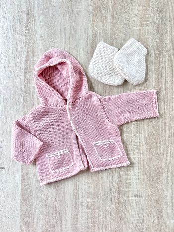Gilet à capuche & chaussons bébé fille 