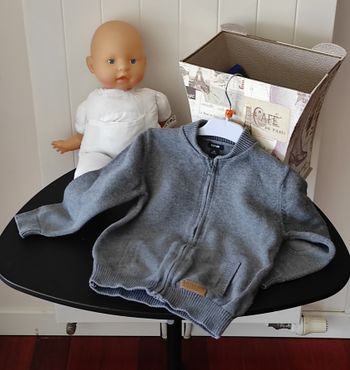 🧥 Gilet garçon – 4 ans – Coton épais – Gris