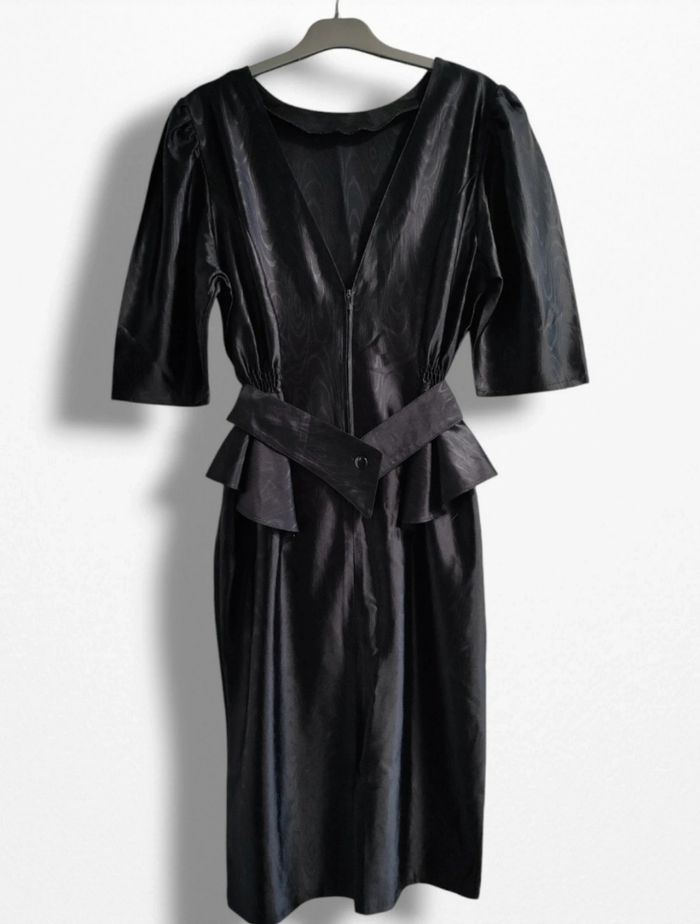 Robe vintage noire années 80 avec grand noeud - photo numéro 2