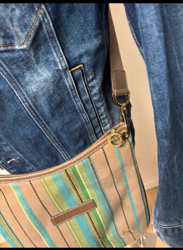 Sac bandoulière Longchamp authentique – Vert turquoise & marron - photo numéro 16