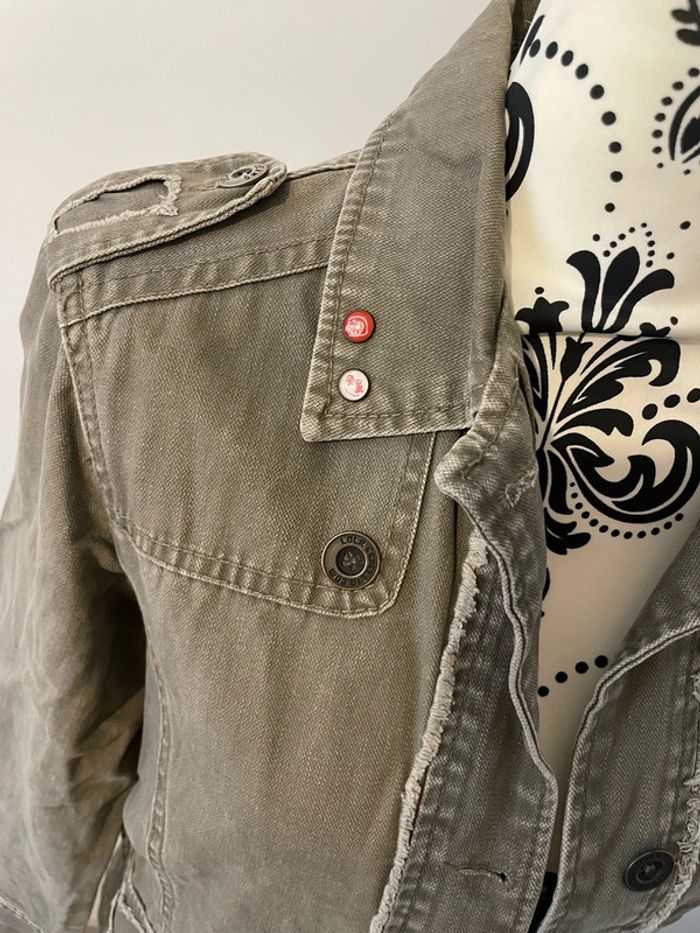 Veste manteau en jean à manches longues kaki effet déchiré Lola Espeleta taille 36 - photo numéro 4