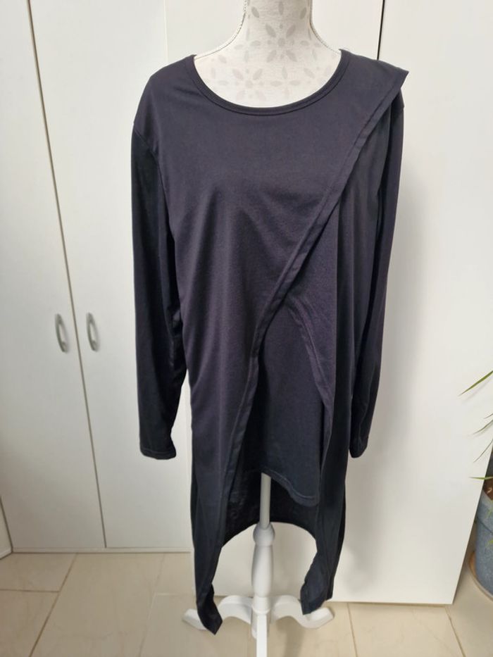 Sweat Ultra Long Noir Effet 3 Vêtements