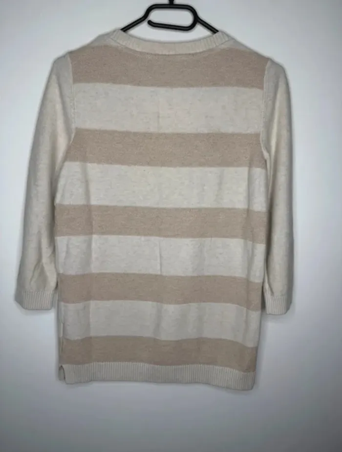 🍂 Magnifique pull Col V Tommy Hilfiger / Marinière beige - T/S 🍂 - photo numéro 6