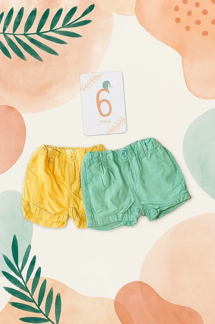 Lot de 2 shorts bébé Marque Mes Petits Cailloux