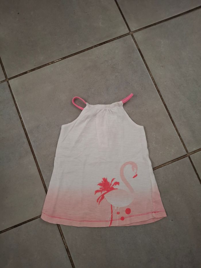 Robe a bretelle blanche et rose 12 mois