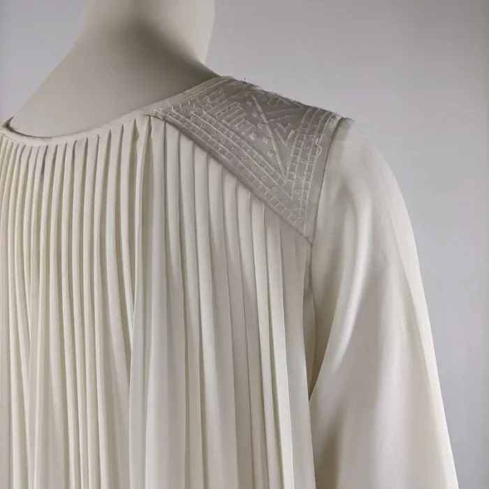 Blouse blanche plissée Vero Moda épaules brodées manches longues fluide taille S A1328 - photo numéro 7