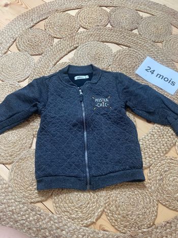 Pull gilet à zip gris anthracite garçons 24 mois