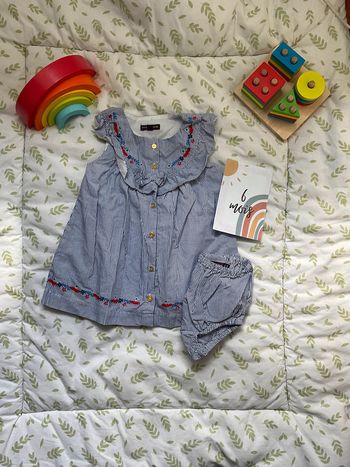 robe sans manches avec culotte assortie rayé bleu et blanc sergent major 6 mois