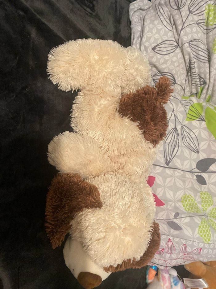 Chien en peluche, marron et beige/café au lait - photo numéro 4