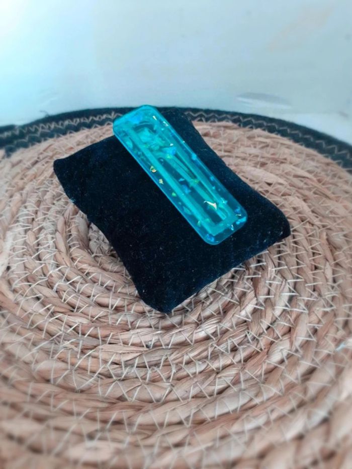 Barrette  cheveux bleu pailleté n°1 - photo numéro 3