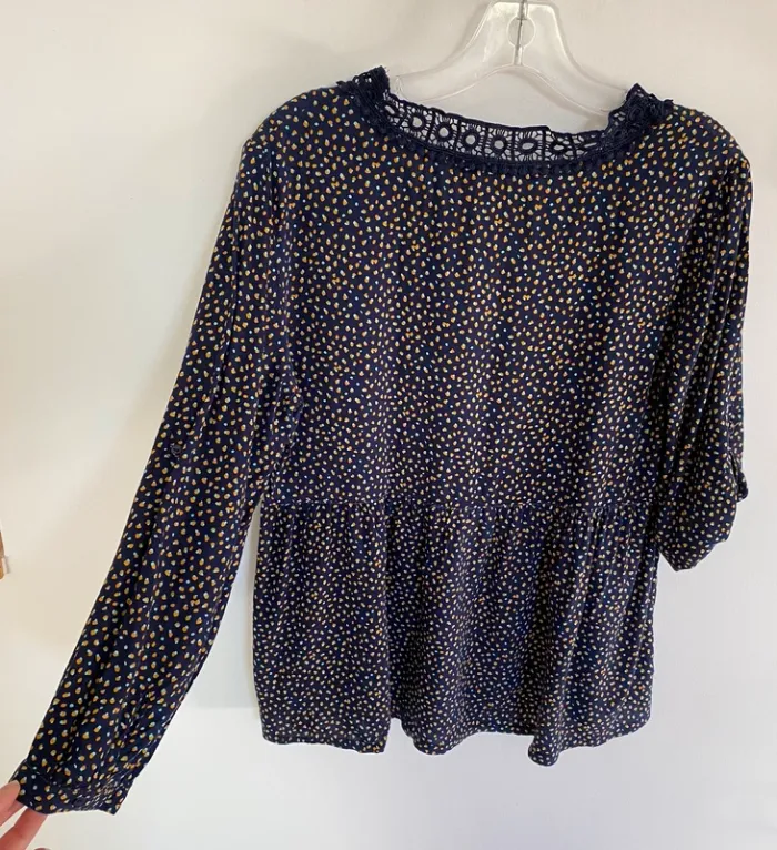 Blouse manche longue akoz de toi marine marine tacheté moutarde turquoise - photo numéro 5