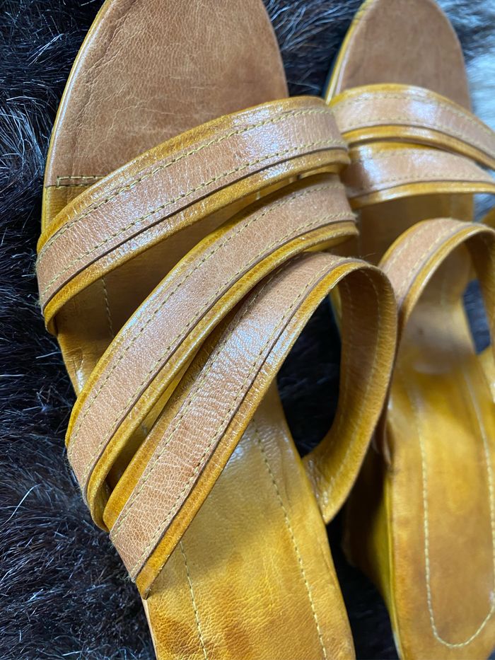 Sandales Mules bicolore talons compensés 38 - photo numéro 2