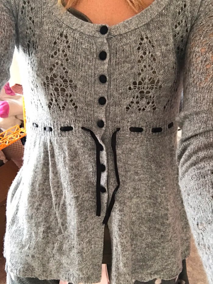 Pull Mango gris avec cordelette - photo numéro 2