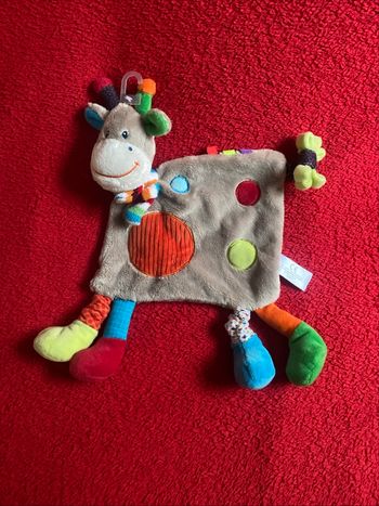 🇫🇷 Doudou Plat Activité Éveil Zoé La Vache Multicolore Kiabi 100 % Neuf