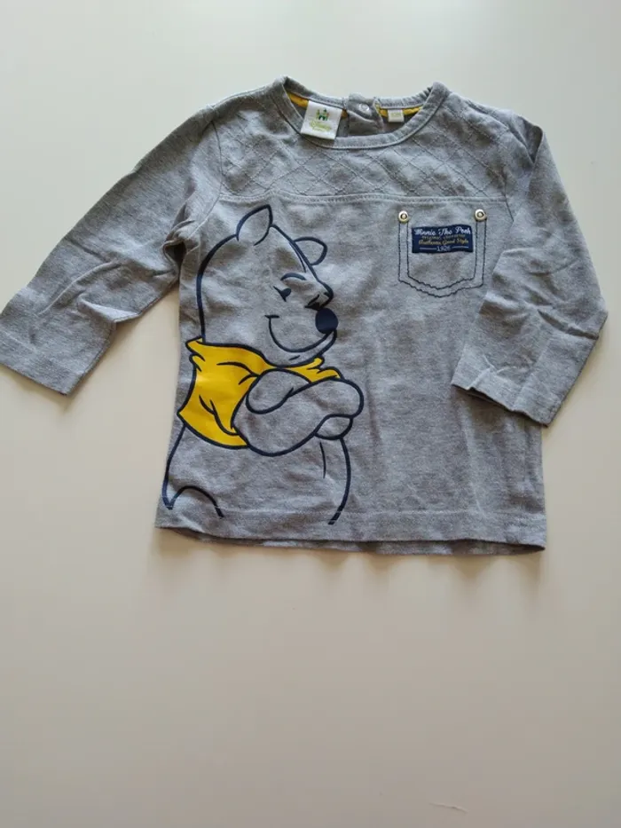 tee shirt manches longues gris disney garcon 12 mois