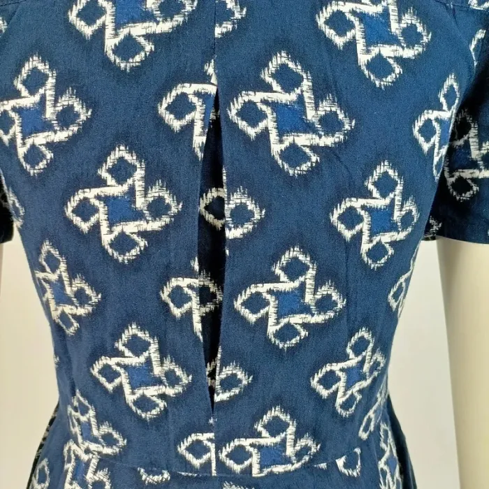 Robe Chattawak en coton bleu indigo à motifs blancs - Taille 12 ans - 100% coton - A663 - photo numéro 9