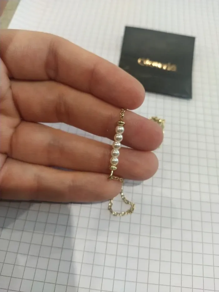Bracelet doré perle blanc - photo numéro 4