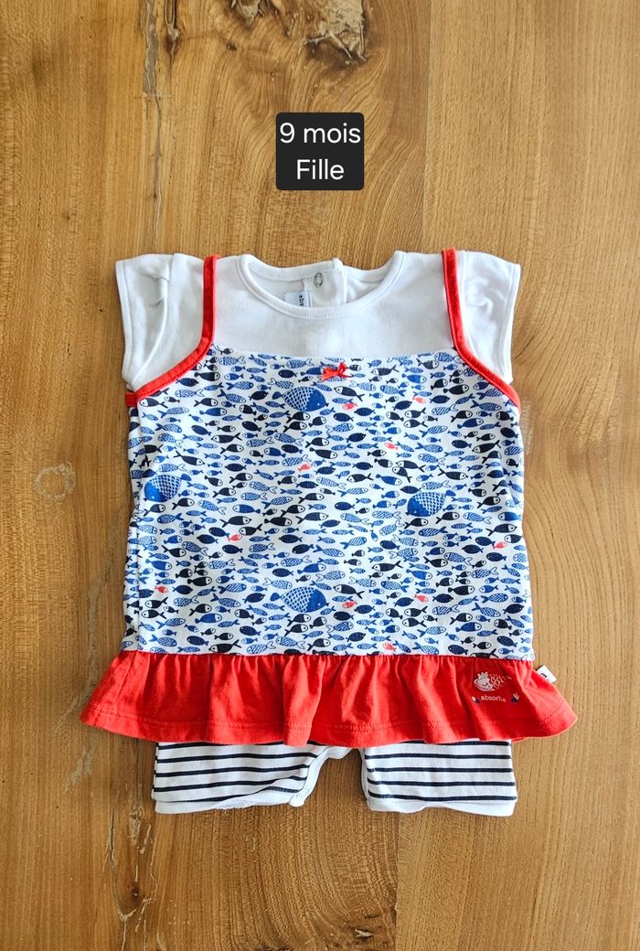 Combishort bébé fille