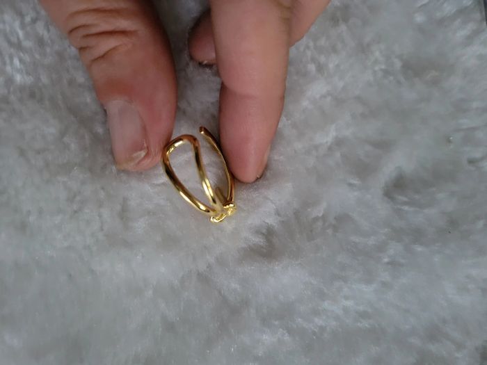 Bague nœud coupé acier gold - photo numéro 7