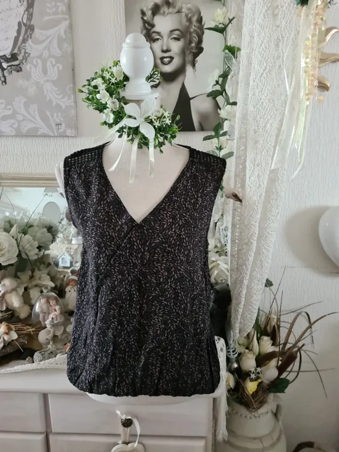 Blouse marron/noire Pur & Simple Taille 42 - photo numéro 2