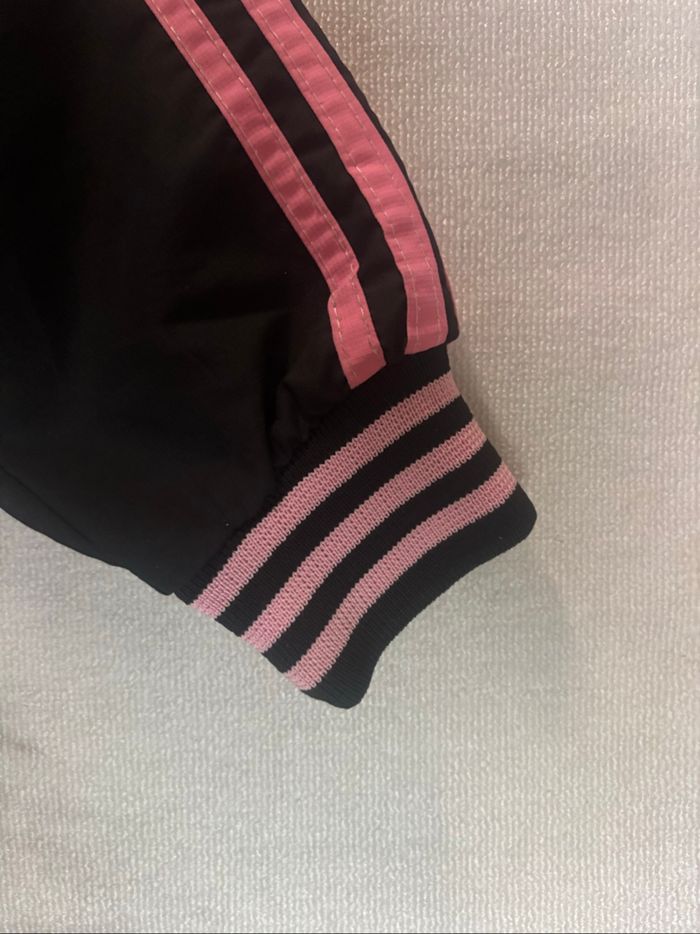 Veste à zip Adidas vintage taille 14 ans noir bandes roses - photo numéro 9