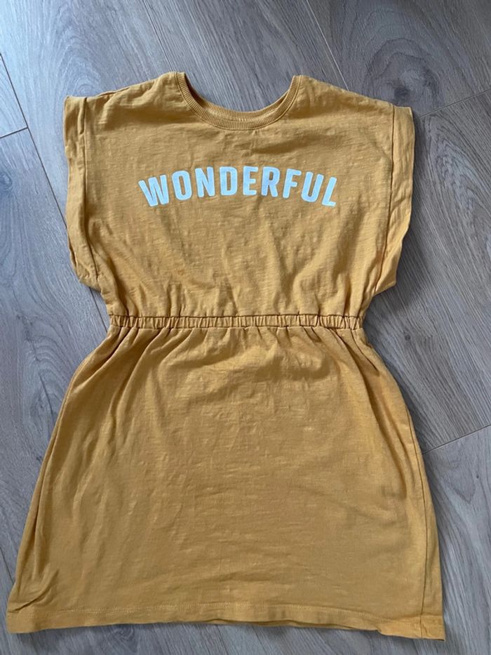 Robe moutarde inscription  Wonderfull fille 8 ans Kiabi
