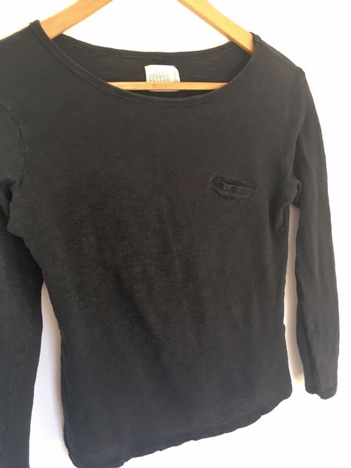 Petit haut col rond manches longues noir zara 100% coton taille S - photo numéro 2