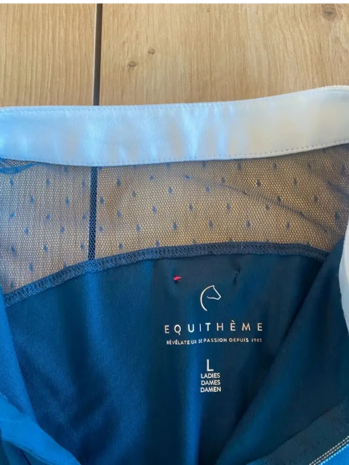 Polo Manche Courte Equitheme – Taille L – Bleu Marine – Très Bon État - photo numéro 4