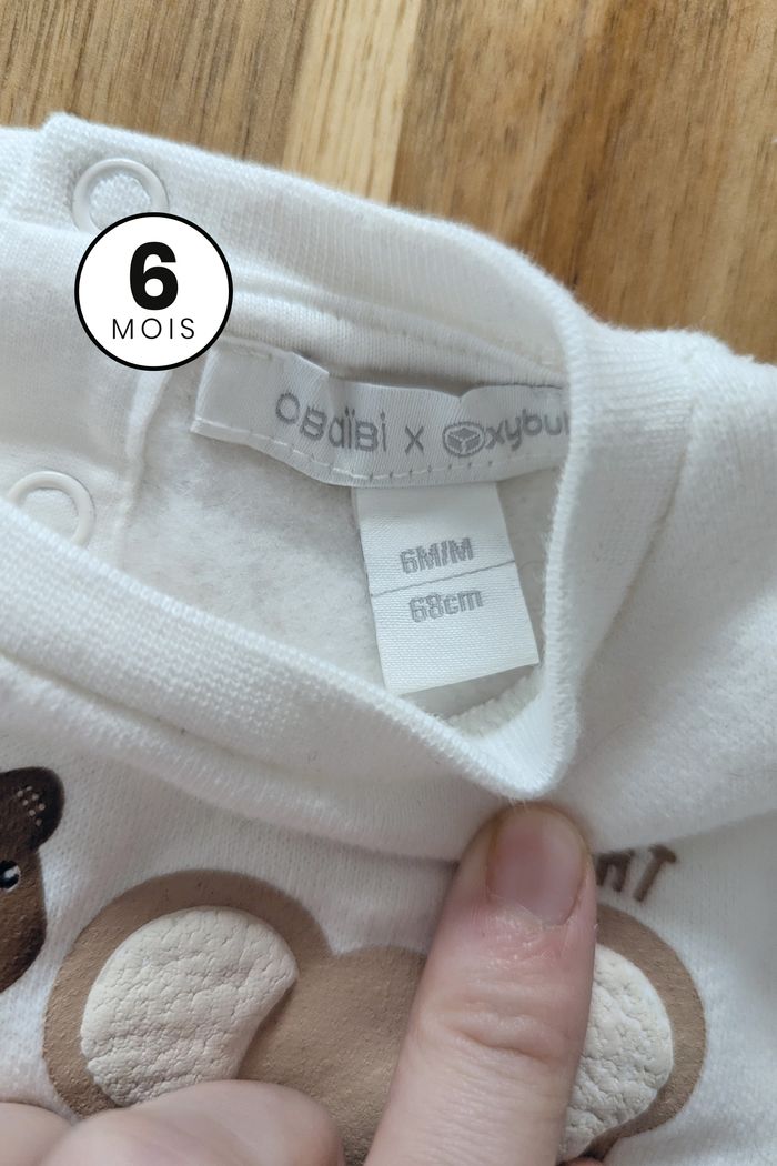 Pull / Sweat sensoriel en molleton NEUF Obaïbi 6 mois - photo numéro 3