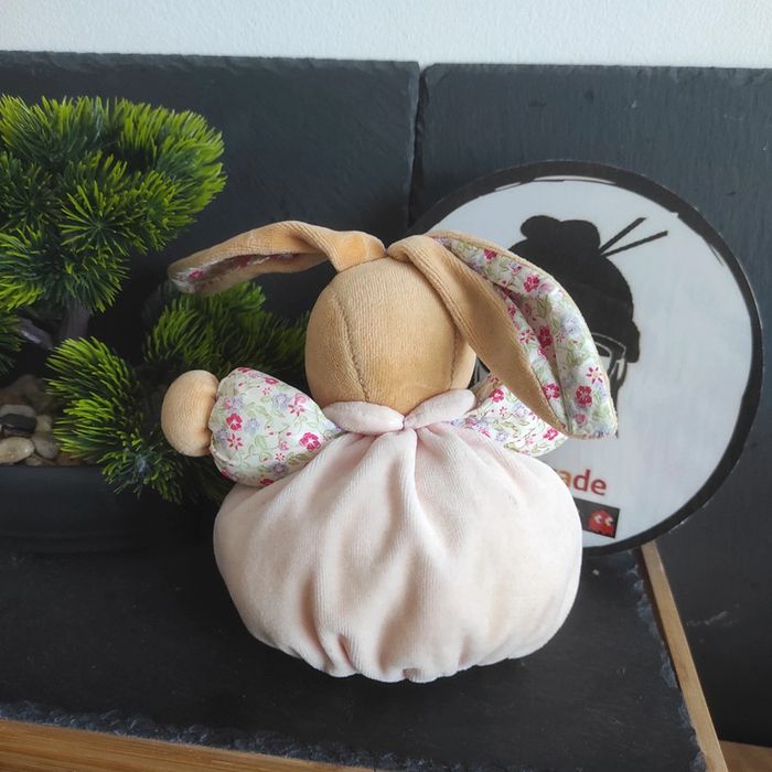 Doudou Kaloo Lapin Peluche Liberty rose vert Marron fleurs Boule #geektradedoudou - photo numéro 2