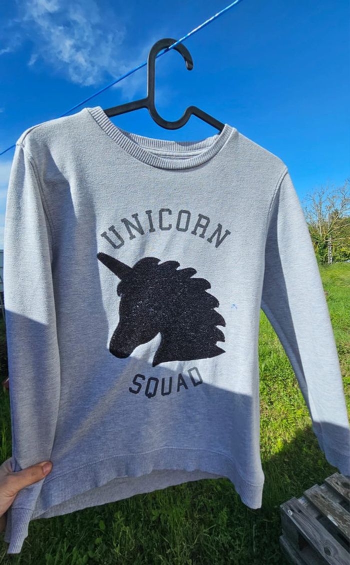 Pull licorne sequins 13 14 ans fille gris - photo numéro 4