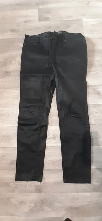 Pantalon effet enduit noir 38