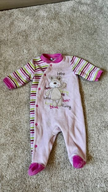Pyjama velours rose – 3 mois