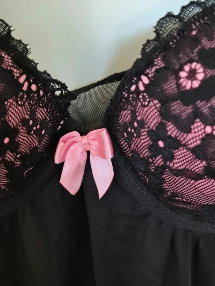 Belle nuisette soutien gorge dentelle super push up H&M 🌸 Taille française 95B eur 80B noir et rose - photo numéro 5