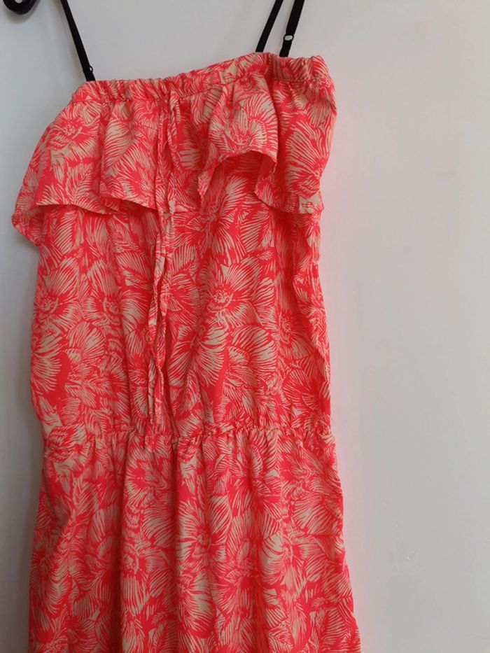 Robe d'été fluide avec bretelles noir orange corail– Taille M - photo numéro 3