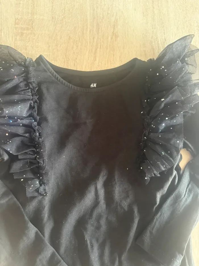 T-shirt à volants noir - photo numéro 2