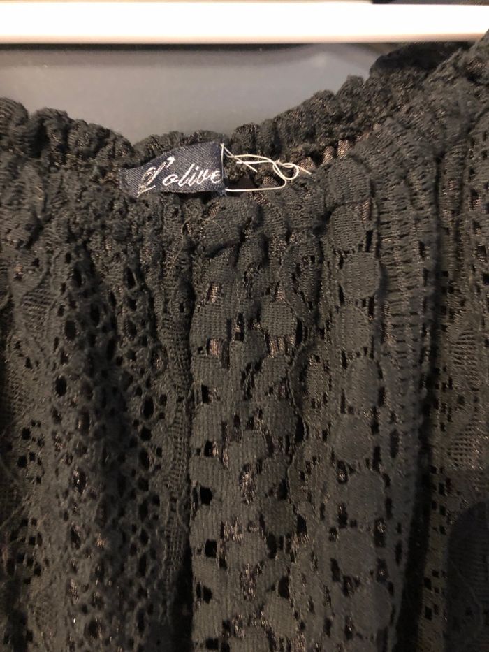 Robe longue asymétrique noire avec pompon - photo numéro 3